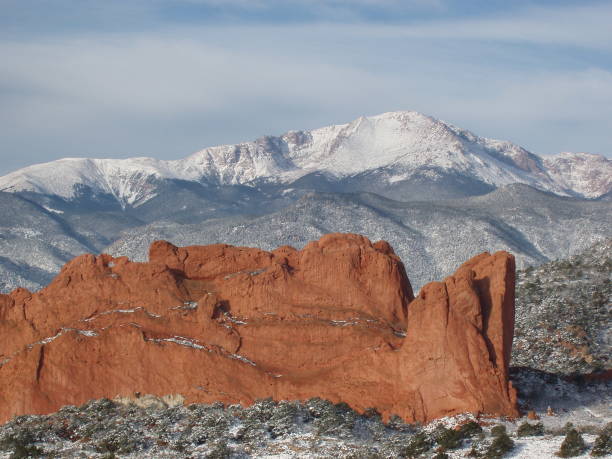 istock Pikes Peak seen through the red rocks 1187882114