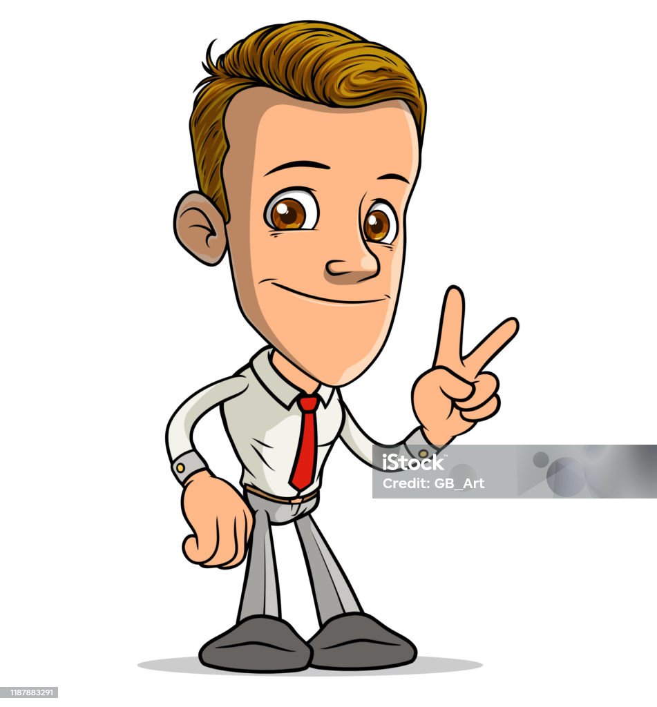 Cartoon Funny Boy Character Showing Peace Sign Stock Illustration -  Download Image Now - Adult, Adults Only, Alternative Lifestyle - iStock