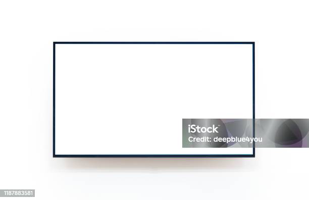 Tv With With Inside And Outside Pathes Stock Photo - Download Image Now - Television Set, Computer Monitor, Wall - Building Feature