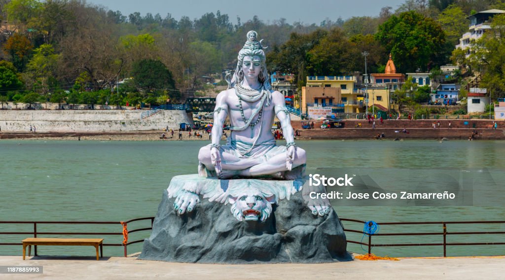 Lord Shiva Statue at Ganga (ganges) River, Rishikesh, Uttarakhand, India Shiva - Hindu God Stock Photo