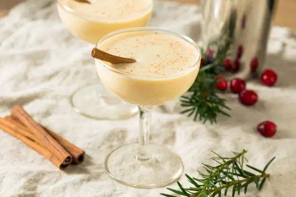 Homemade Eggnog Martini in a Glass for the Holidays