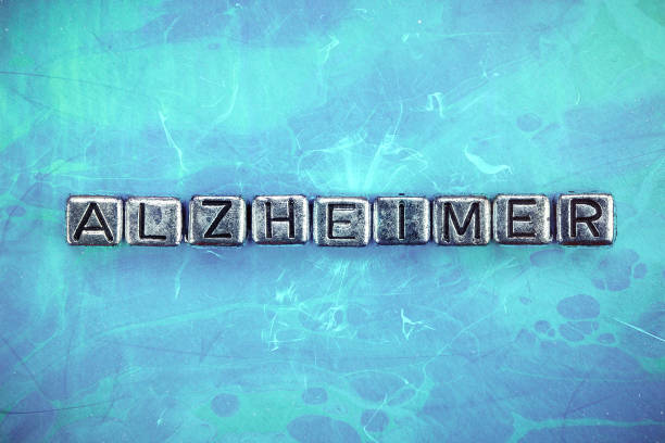 Alzheimer's disease background concept with cubic metal letters Alzheimer's disease background concept represented by cubic metal letters neuropsychology stock pictures, royalty-free photos & images