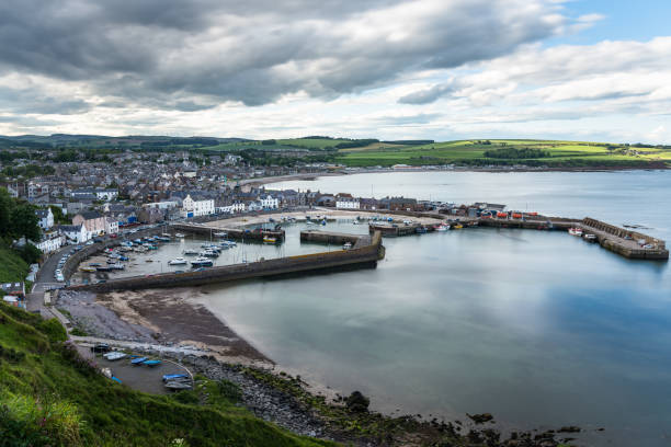 istock Scenic view of a coastal town under stomy sky in spring 1187889377
