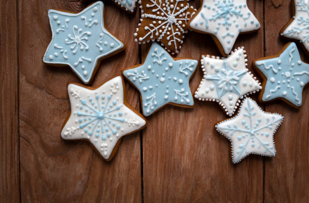Background of homemade ginger snaps with copy space