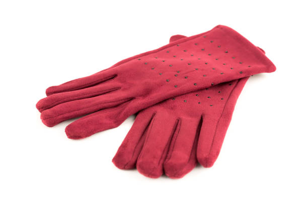 istock Red leather suede gloves 1187892763