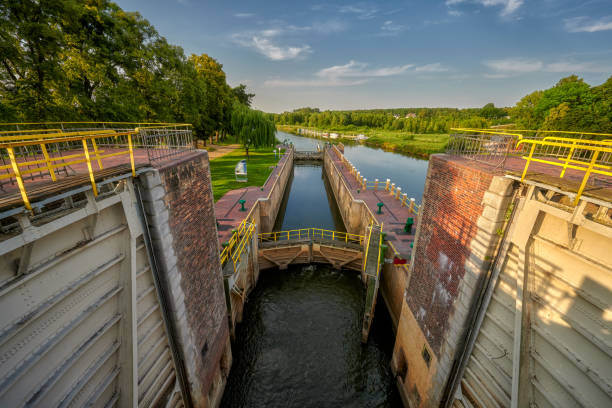 istock River lock for crossing yachts and ships, Europe 1187894900