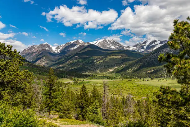 A view of Bighorn Mountain from Fall River Road at Rocky Mountain National Park in Colorado.