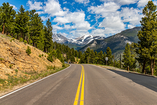 A panoramic view of Rocky Mountain National Park in Colorado from Fall River Road.