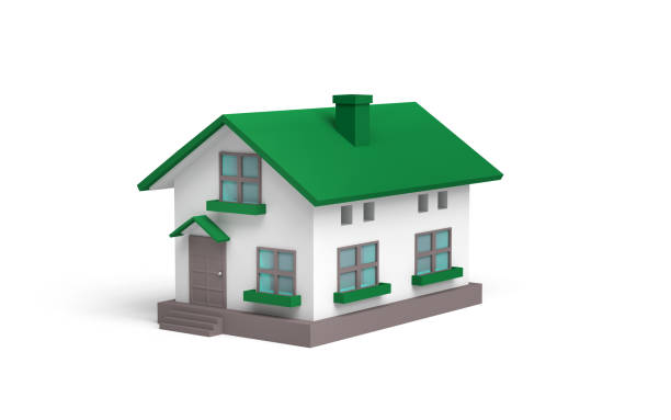 small house with a green roof - 3 rendering - illustration
