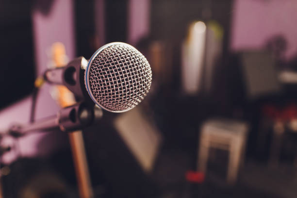 istock Professional condenser studio microphone, Musical Concept. recording 1187901422
