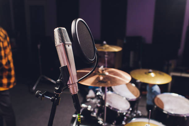 istock Professional condenser studio microphone, Musical Concept. recording 1187901430