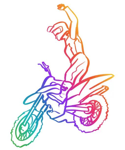 Vector illustration of Motorcross Showing Off Rainbow