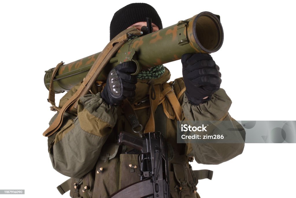 Usa Rockets Rpg Fighter With Rpg Rocket Launcher Isolated On White Stock Photo ...