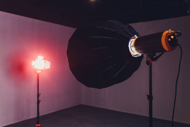 istock Close-up view of led lamps. Video light. 1187917304