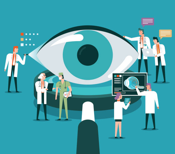 ilustraciones, imágenes clip art, dibujos animados e iconos de stock de lupa - vista - eye exam eyesight doctor healthcare and medicine