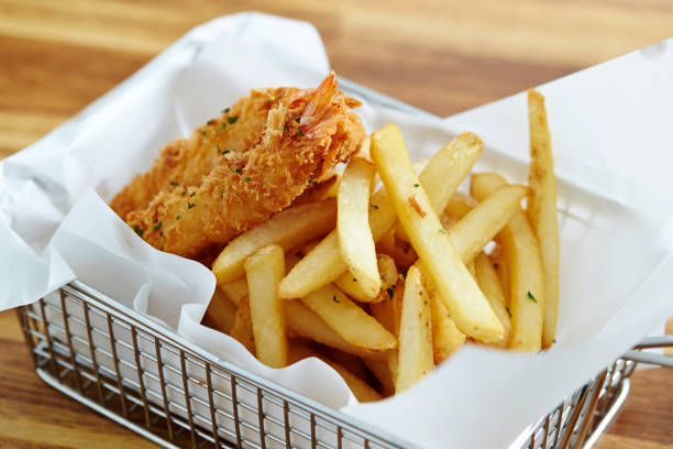 istock Fried potato and shrimp 1187934873