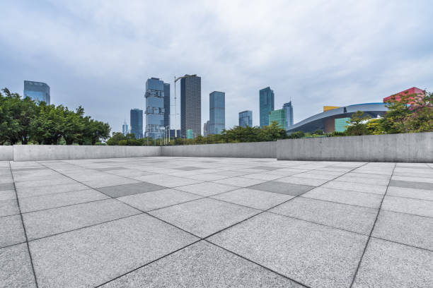 istock Panoramic skyline and buildings with empty square floor 1187935173