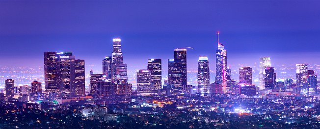 Los Angeles Downtown at dusk, California stock photo
