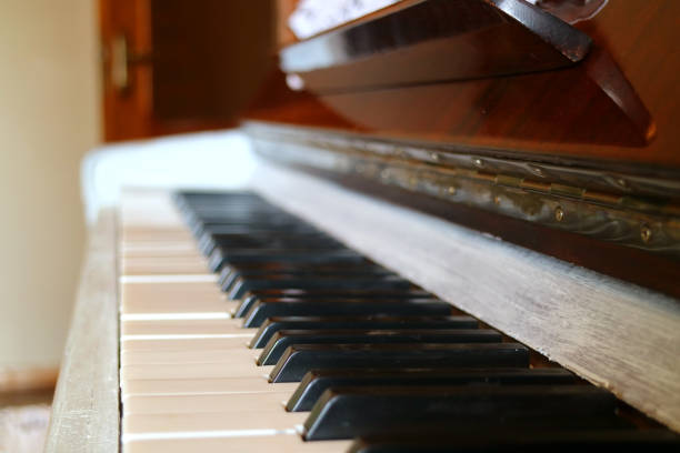 istock Side View of an Upright Piano's Keyboard with Blurry Background 1187939057
