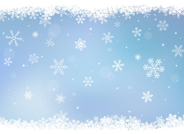 akkumulierte schneekristall, schneeflocke, hintergrundrahmen - christmas snow frame backgrounds stock-grafiken, -clipart, -cartoons und -symbole