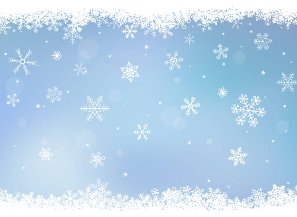 누적 된 눈 결정, 눈송이, 배경 프레임 - christmas snow frame snowflake stock illustrations