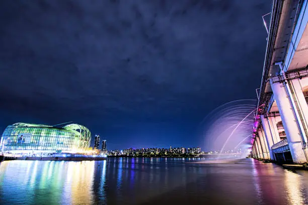 Photo of Banpo Bridge night view and fountain VD702