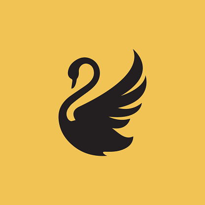 new luxury stylish spreading wings swan logo design vector logotype sign illustration