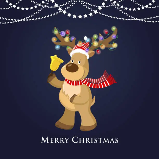 Vector illustration of Christmas Reindeer with Lights