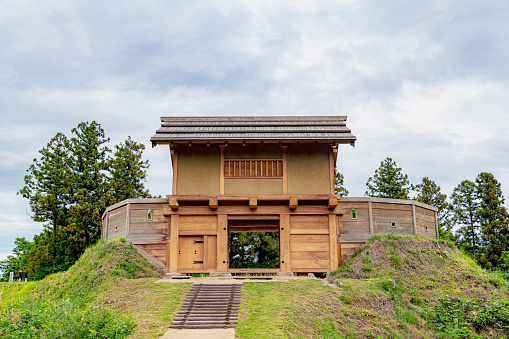 Takasaki, Gunma, Japan - May 28 2019 : Scenery of the Minowa Castle Ruins. Minowa Castle was built in 1526 by Nagano Narimasa.
