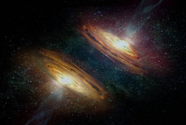 istock Space background with two symmetrical twins spiral galaxy and stars. Elements of this image furnished by NASA. 1187953057