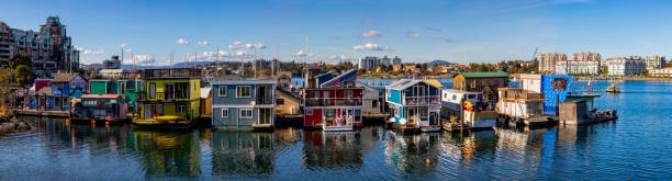 Floating Home Village - Victoria Canada stock photo