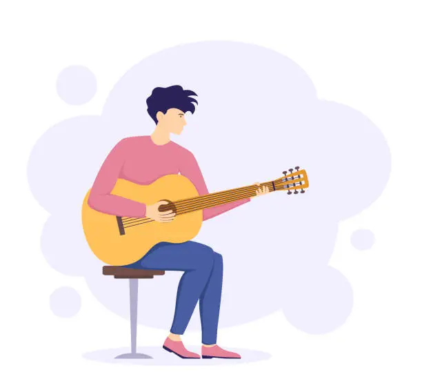 Vector illustration of Man Playing the Guitar