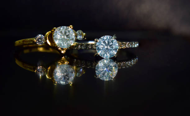 istock Gold diamond ring and silver diamond ring 1187970753