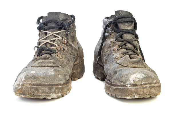 Dirty and used hiking boots