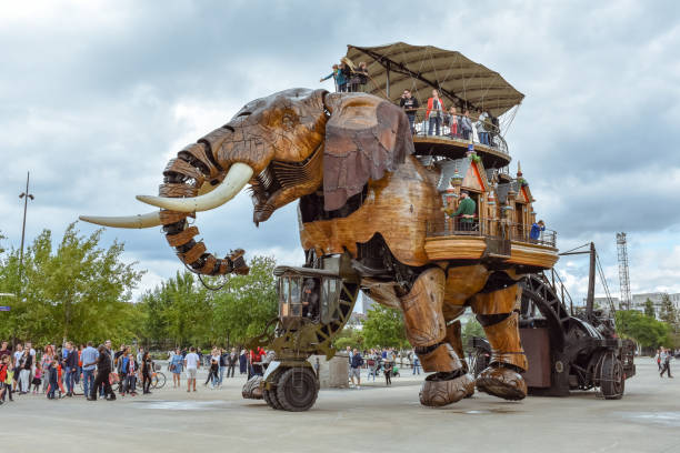 The Machines of the Isle of Nantes (Les Machines de l'île) is an artistic, touristic and cultural project based in Nantes, France. Summer Fun for children and adults. stock photo