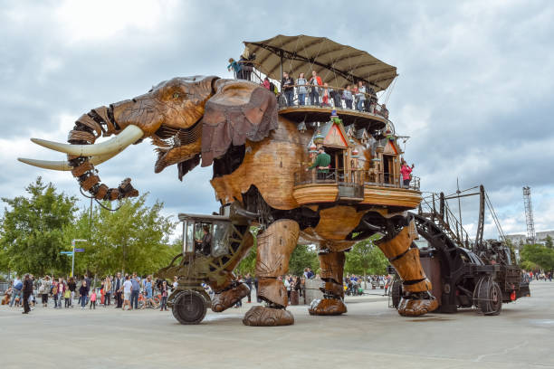 The Machines of the Isle of Nantes (Les Machines de l'île) is an artistic, touristic and cultural project based in Nantes, France. Summer Fun for children and adults. NANTES, FRANCE - JULY 1, 2017: The Machines of the Isle of Nantes (Les Machines de l'île) is an artistic, touristic and cultural project based in Nantes, France. Summer Fun for children and adults. nantes photos stock pictures, royalty-free photos & images