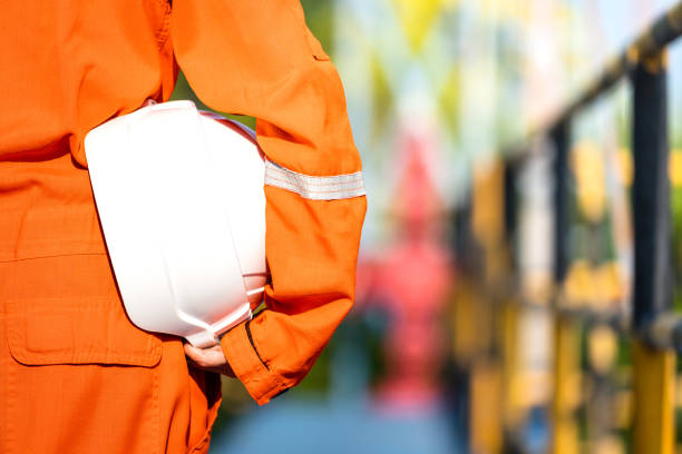 Oil field operator is ready to work - Industrail concept photo.