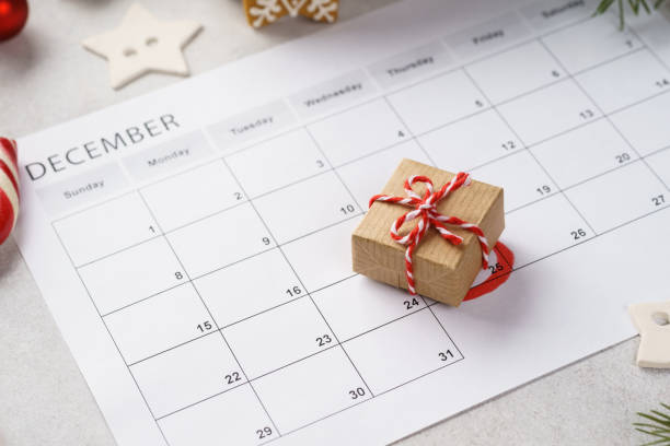 istock Planner page with Christmas gift box lying on 25th of December. 1187978276
