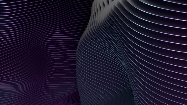 istock 3D Abstract Wave Slice Layered Black Background Neon Colors 1187982660