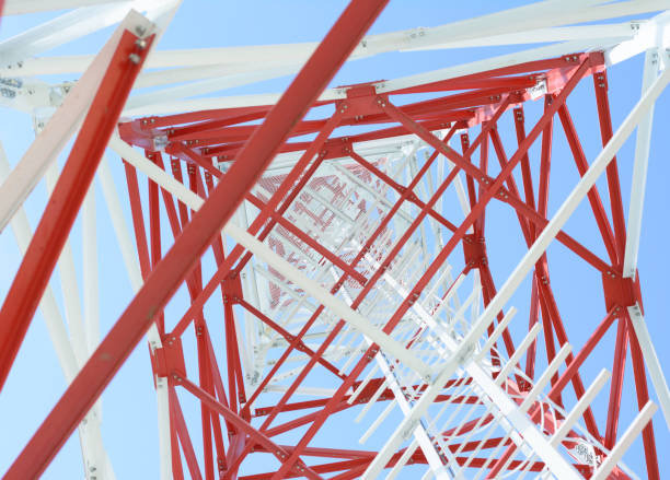 istock Inside view of a power pylon with blue sky 1187985635