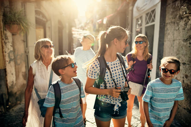 istock Multi generation family sightseeing small Italian town 1187986524