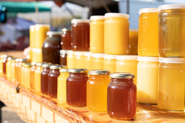 istock Honey on the counter for sale. 1187989784