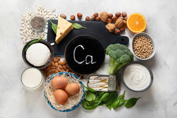Foods High in Calcium Foods High in Calcium for bone health, muscle constraction, lower cancer risks, weight loss. Top view calcium photos stock pictures, royalty-free photos & images