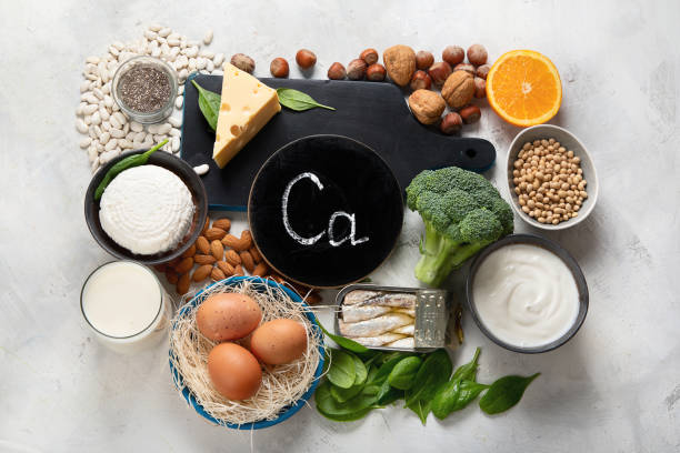 Foods High in Calcium Foods High in Calcium for bone health, muscle constraction, lower cancer risks, weight loss. Top view Dairy Products stock pictures, royalty-free photos & images