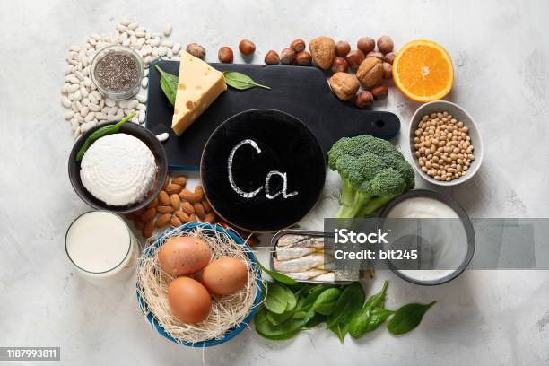 Foods High In Calcium Stock Photo - Download Image Now - Dairy Product, Calcium, Food