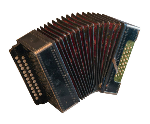 istock Vintage accordion isolated on a white background. Accordion front side view. 1187994672