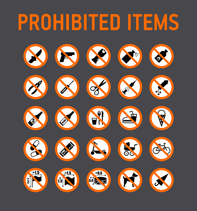 Prohibition signs vector set on grey