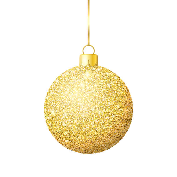 золотой блеск блестящий рождественский шар - christmas ball stock illustrations