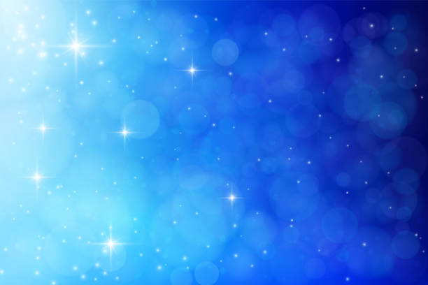 Abstract dreamy vector background Abstract Christmas blue background: Defocused lights, stars and shiny particles. The eps file is organised into layers for better editing - e.g. remove stars, particles, groups of defocused lights or background. blinking stock illustrations