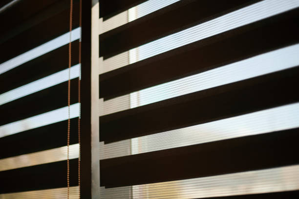 istock Office blinds. Modern fabric blinds. Office meeting room lighting range control. 1187998530